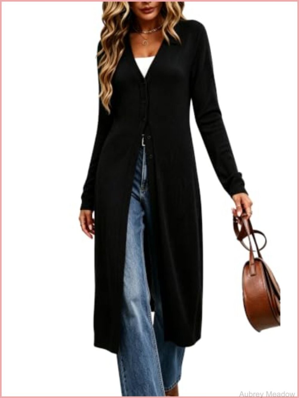 Long Duster Cardigan Lightweight Open Front Sweater Thin Knit Button Up Fall